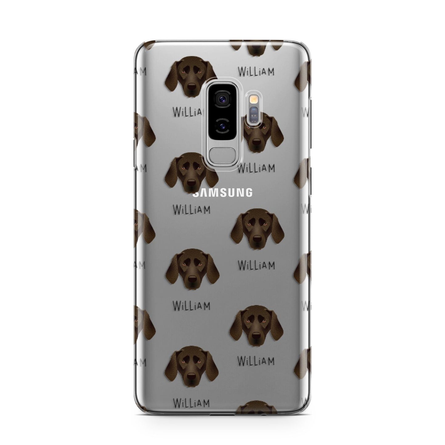 Plott Hound Icon with Name Samsung Galaxy S9 Plus Case on Silver phone