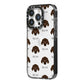 Plott Hound Icon with Name iPhone 14 Pro Black Impact Case Side Angle on Silver phone
