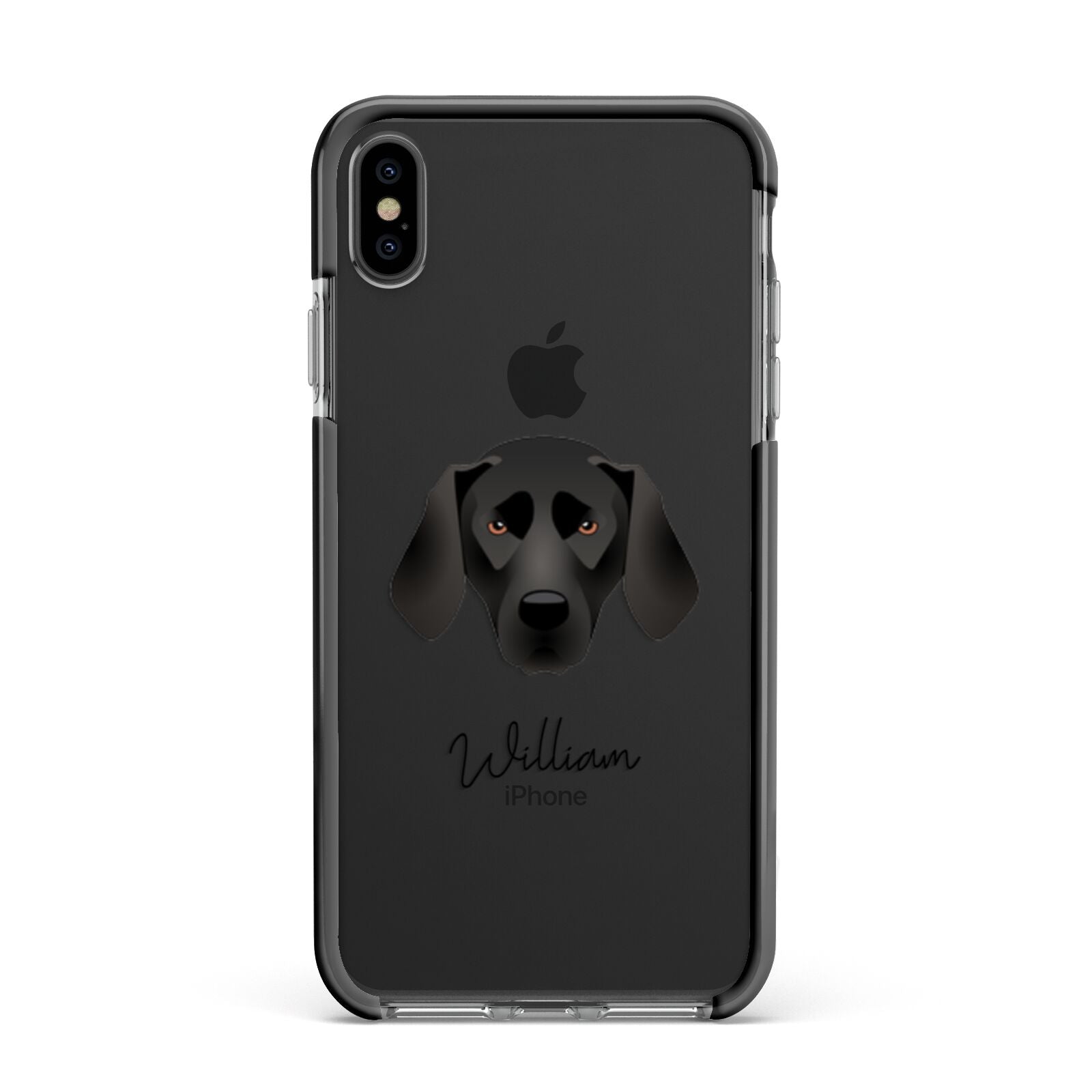 Plott Hound Personalised Apple iPhone Xs Max Impact Case Black Edge on Black Phone