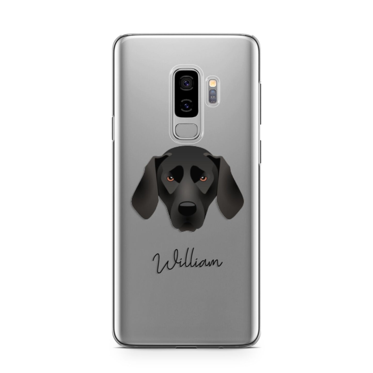 Plott Hound Personalised Samsung Galaxy S9 Plus Case on Silver phone