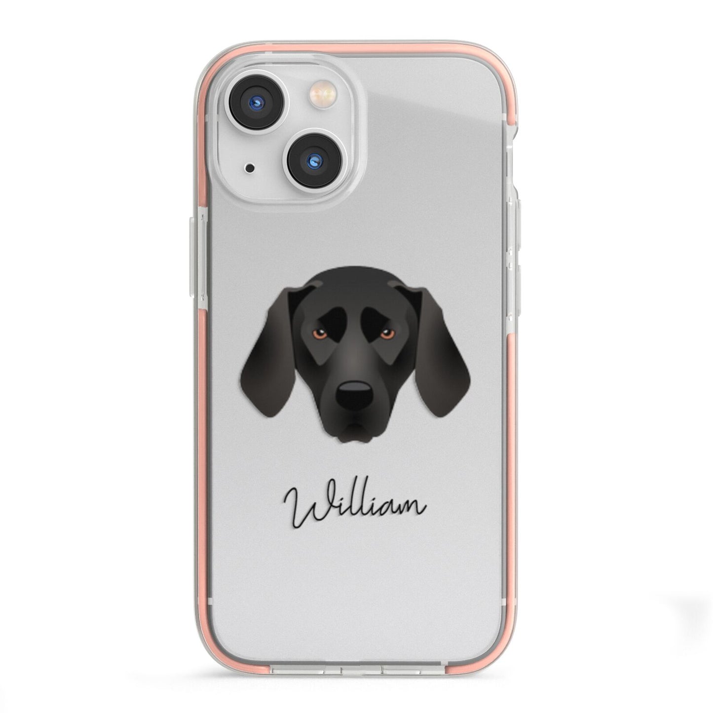 Plott Hound Personalised iPhone 13 Mini TPU Impact Case with Pink Edges