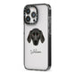 Plott Hound Personalised iPhone 13 Pro Black Impact Case Side Angle on Silver phone