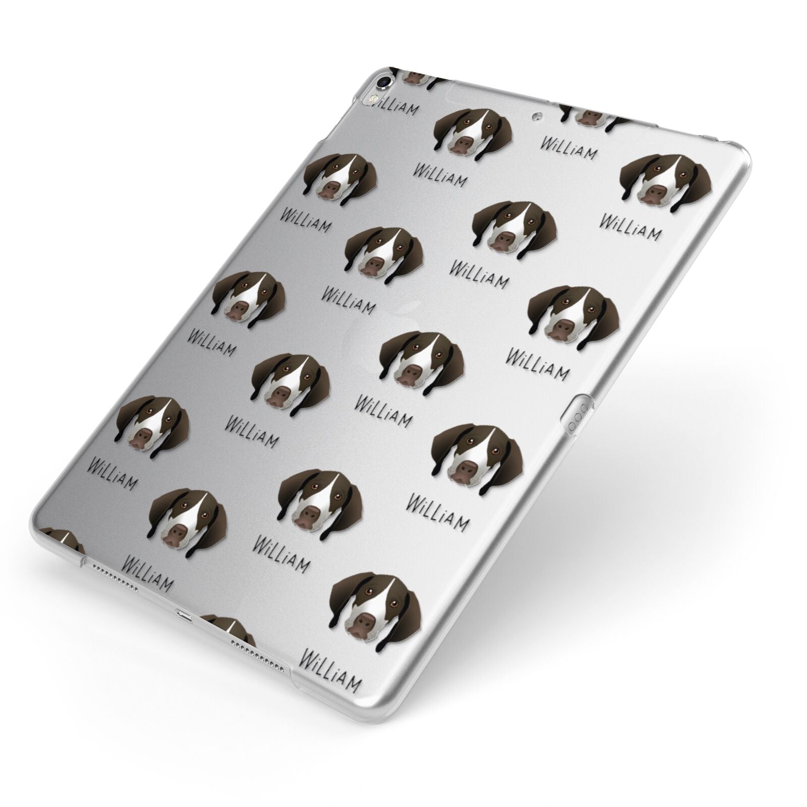 Pointer Icon with Name Apple iPad Case on Silver iPad Side View