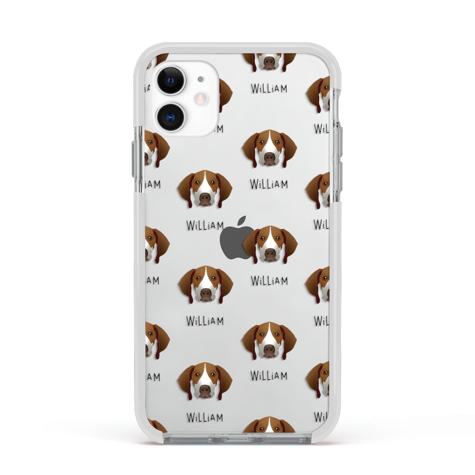Pointer Icon with Name Apple iPhone 11 in White with White Impact Case