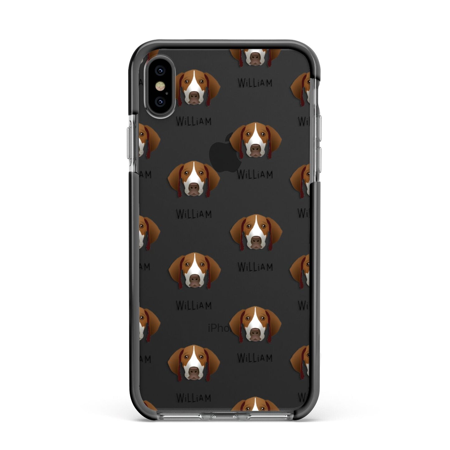 Pointer Icon with Name Apple iPhone Xs Max Impact Case Black Edge on Black Phone