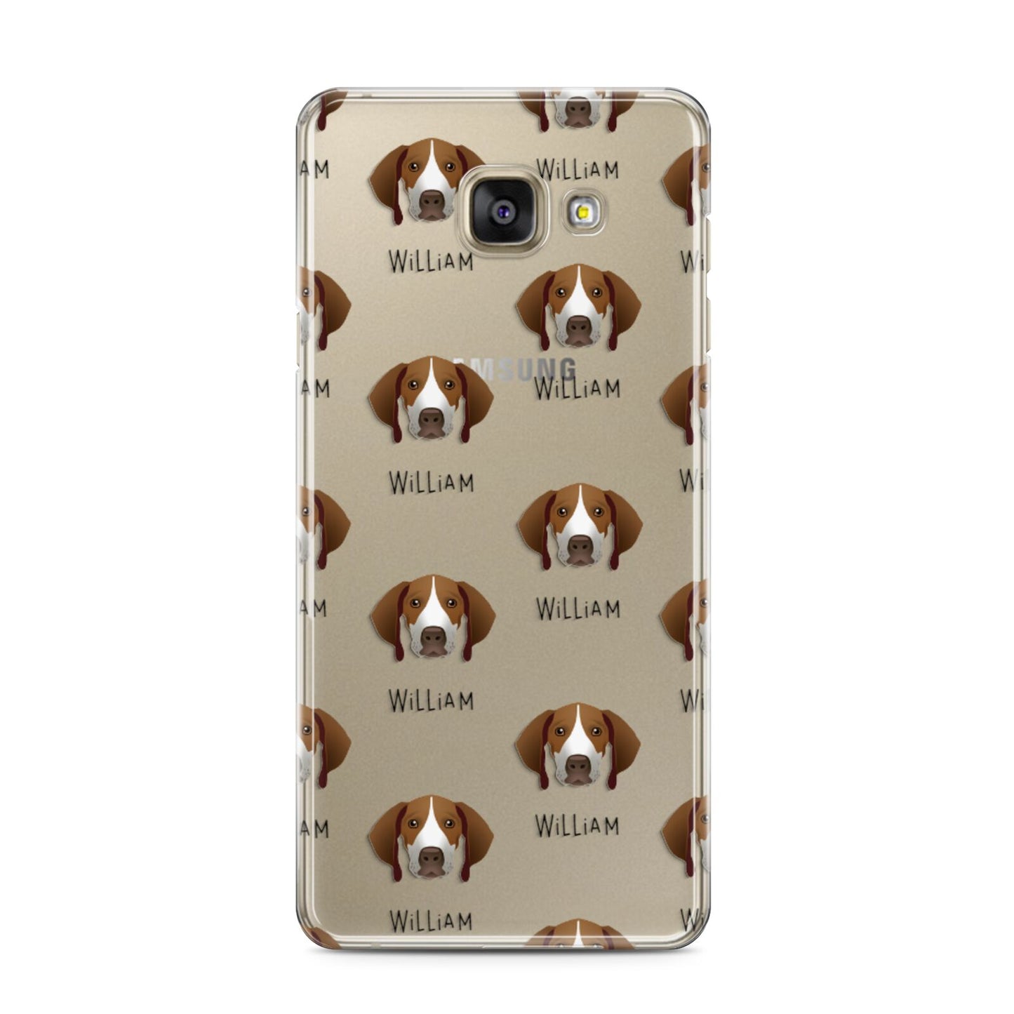 Pointer Icon with Name Samsung Galaxy A3 2016 Case on gold phone