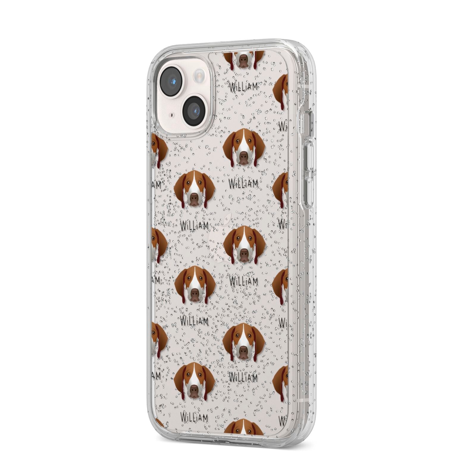 Pointer Icon with Name iPhone 14 Plus Glitter Tough Case Starlight Angled Image