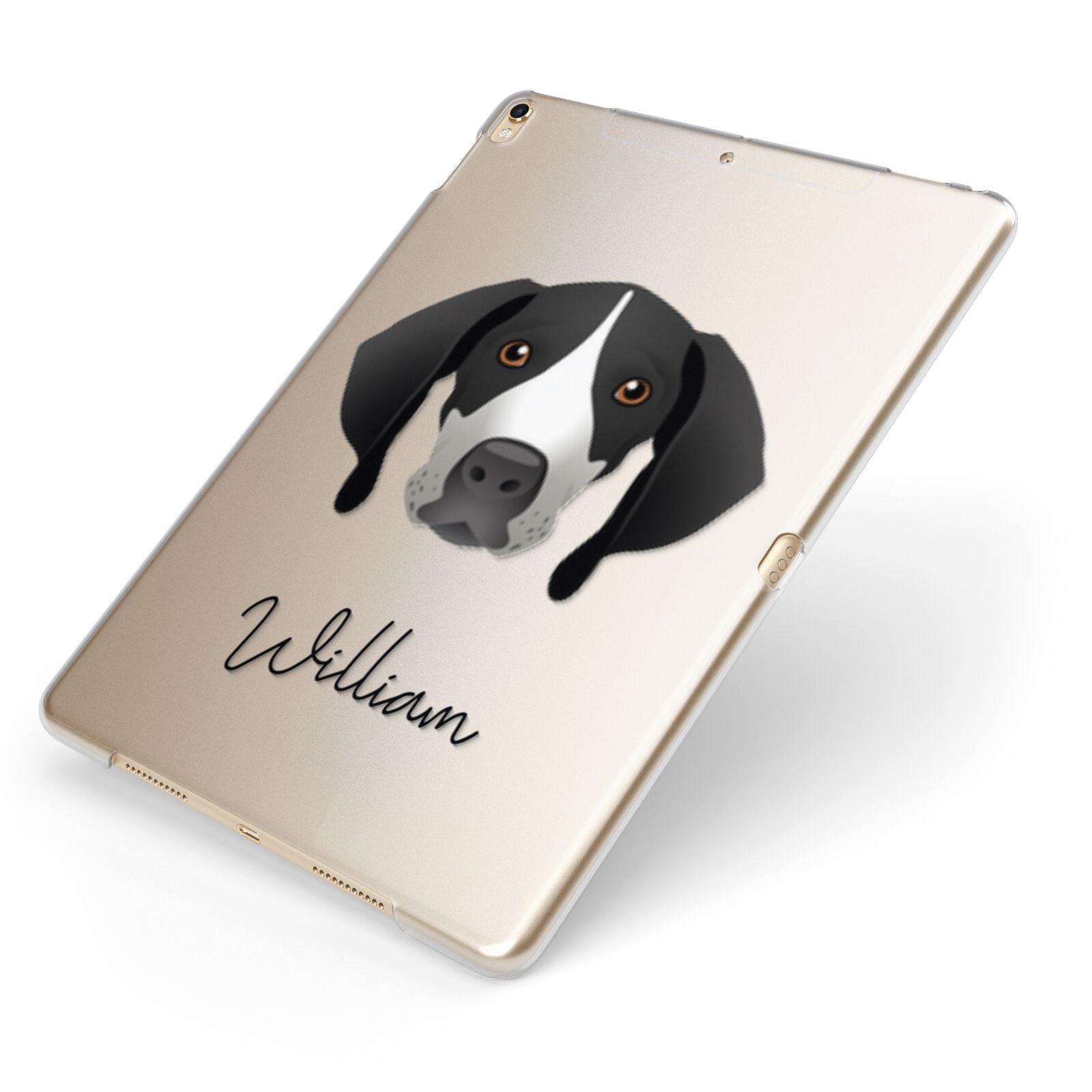 Pointer Personalised Apple iPad Case on Gold iPad Side View