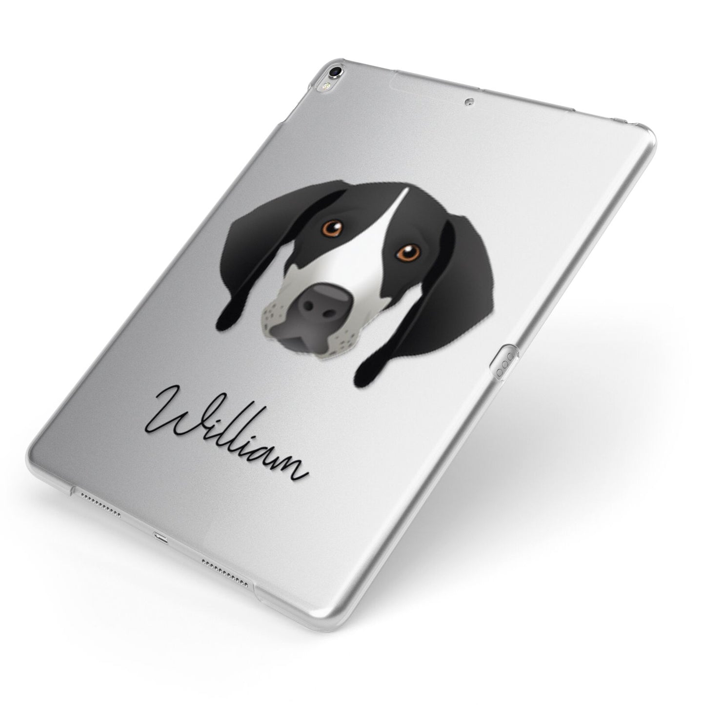 Pointer Personalised Apple iPad Case on Silver iPad Side View