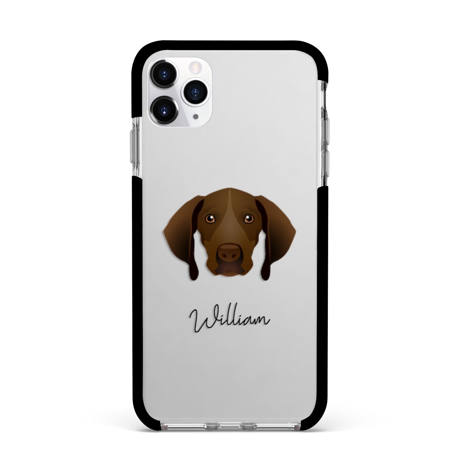Pointer Personalised Apple iPhone 11 Pro Max in Silver with Black Impact Case
