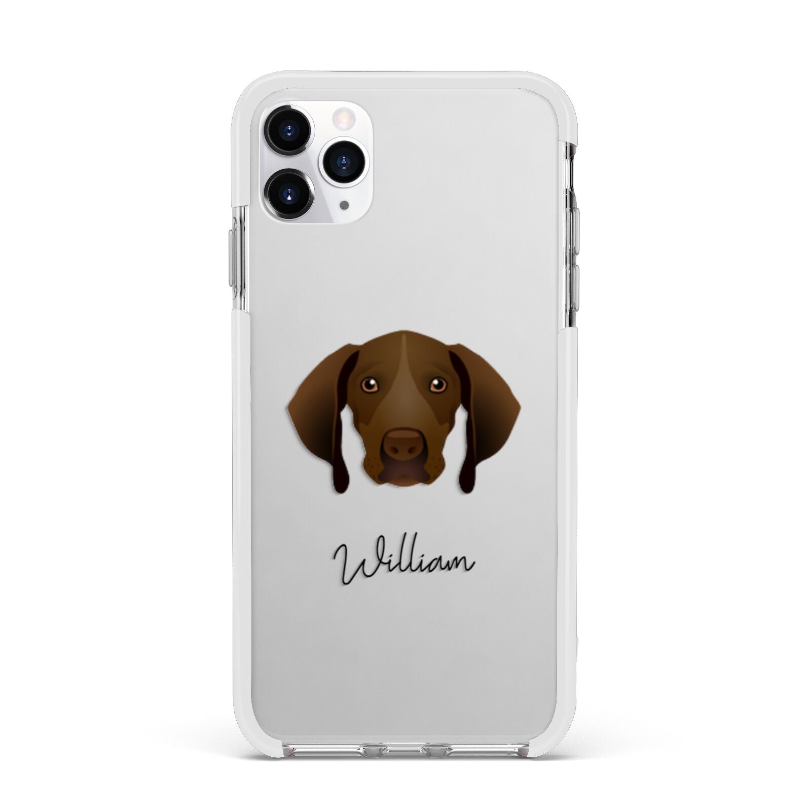 Pointer Personalised Apple iPhone 11 Pro Max in Silver with White Impact Case
