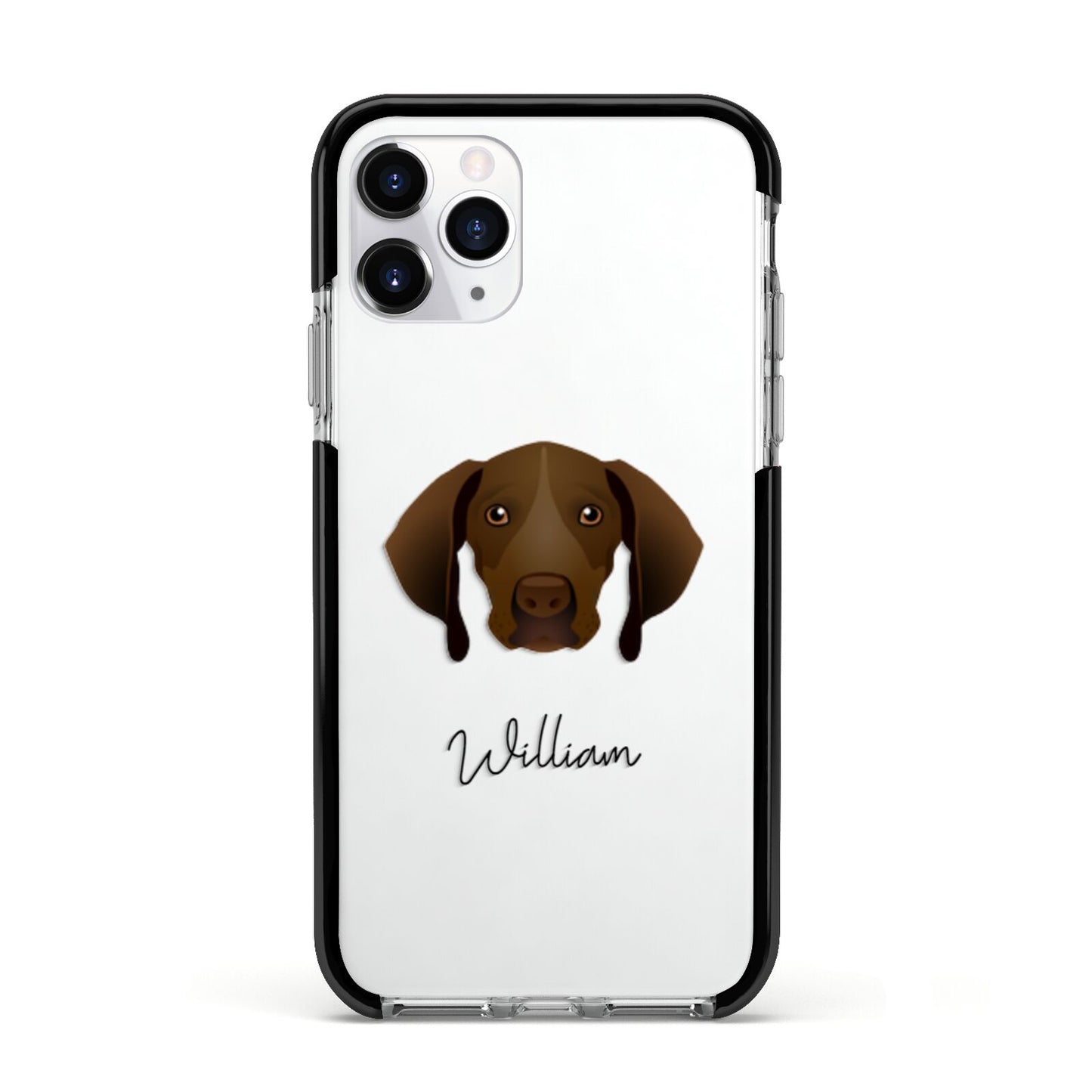 Pointer Personalised Apple iPhone 11 Pro in Silver with Black Impact Case