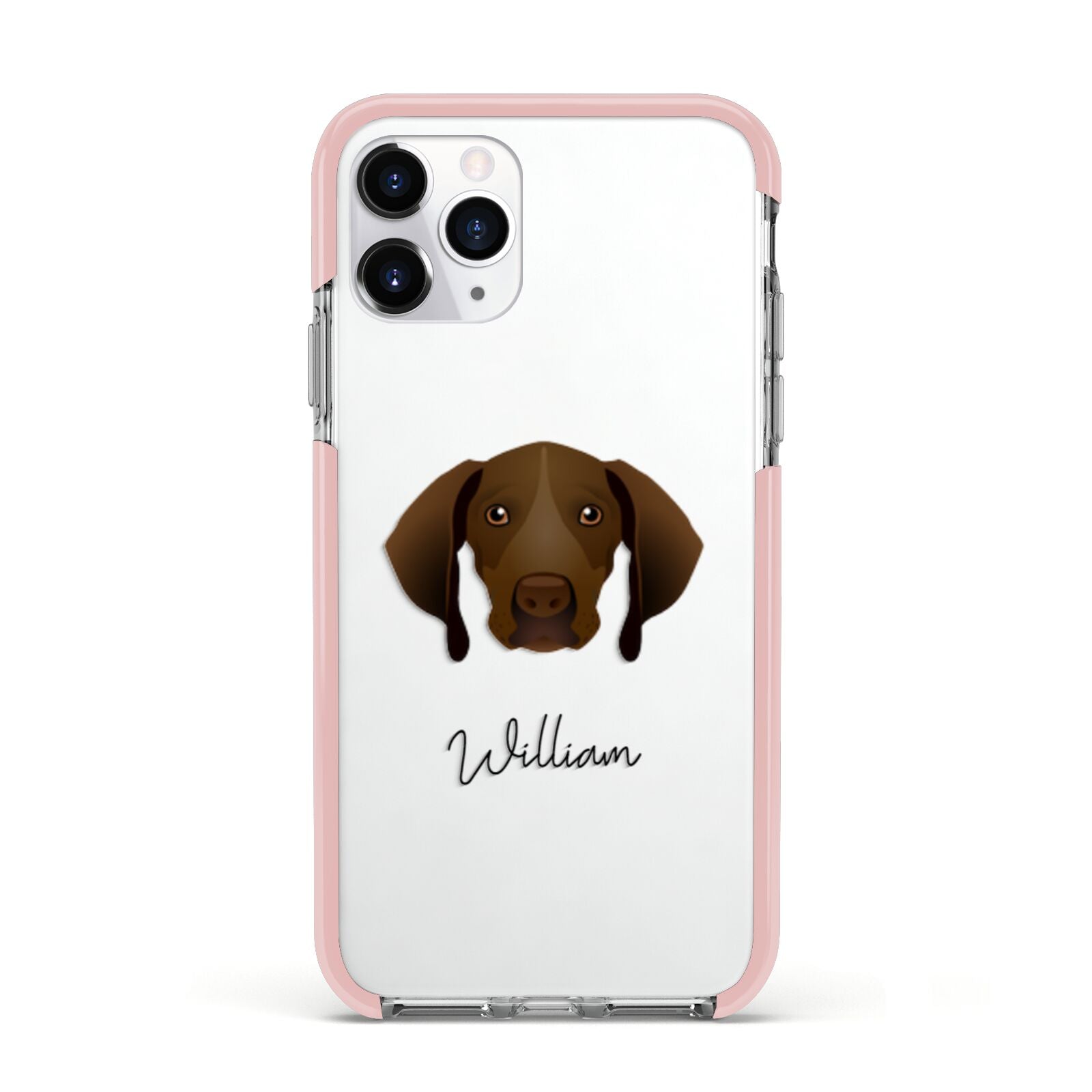 Pointer Personalised Apple iPhone 11 Pro in Silver with Pink Impact Case