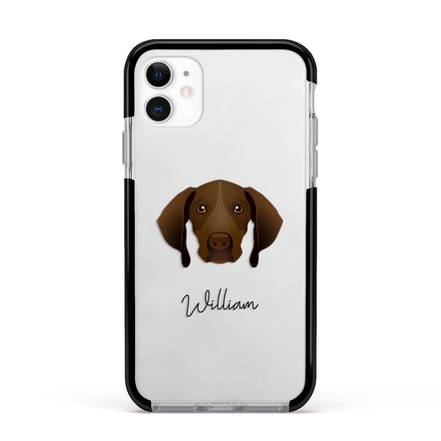 Pointer Personalised Apple iPhone 11 in White with Black Impact Case