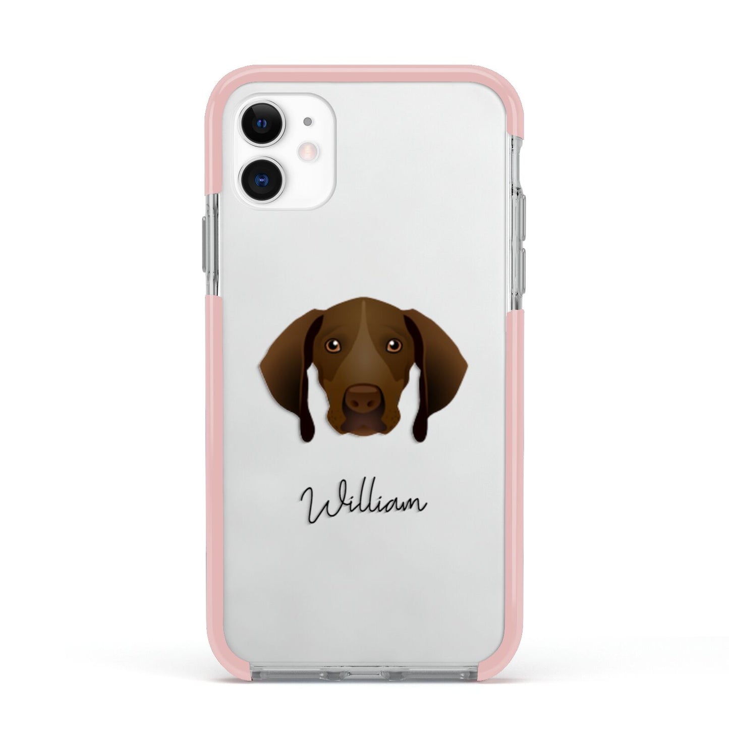 Pointer Personalised Apple iPhone 11 in White with Pink Impact Case