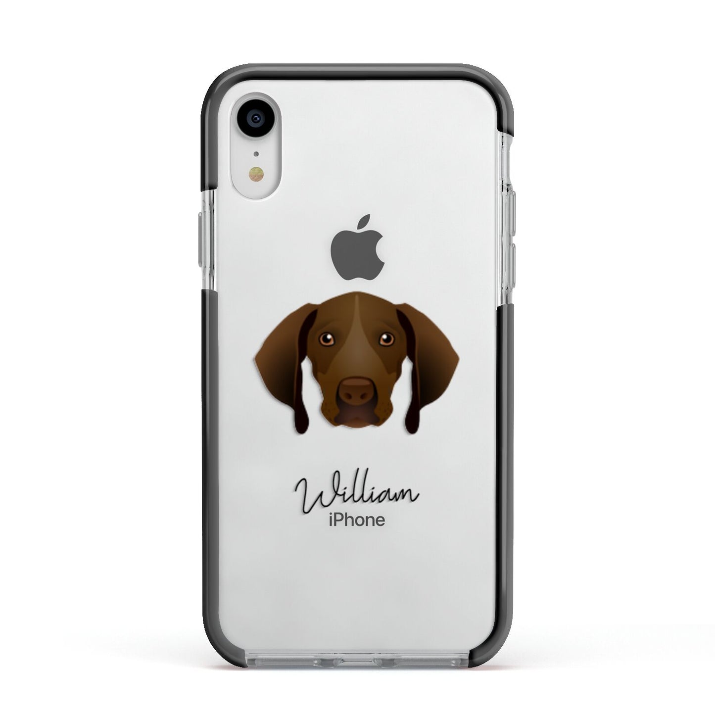 Pointer Personalised Apple iPhone XR Impact Case Black Edge on Silver Phone