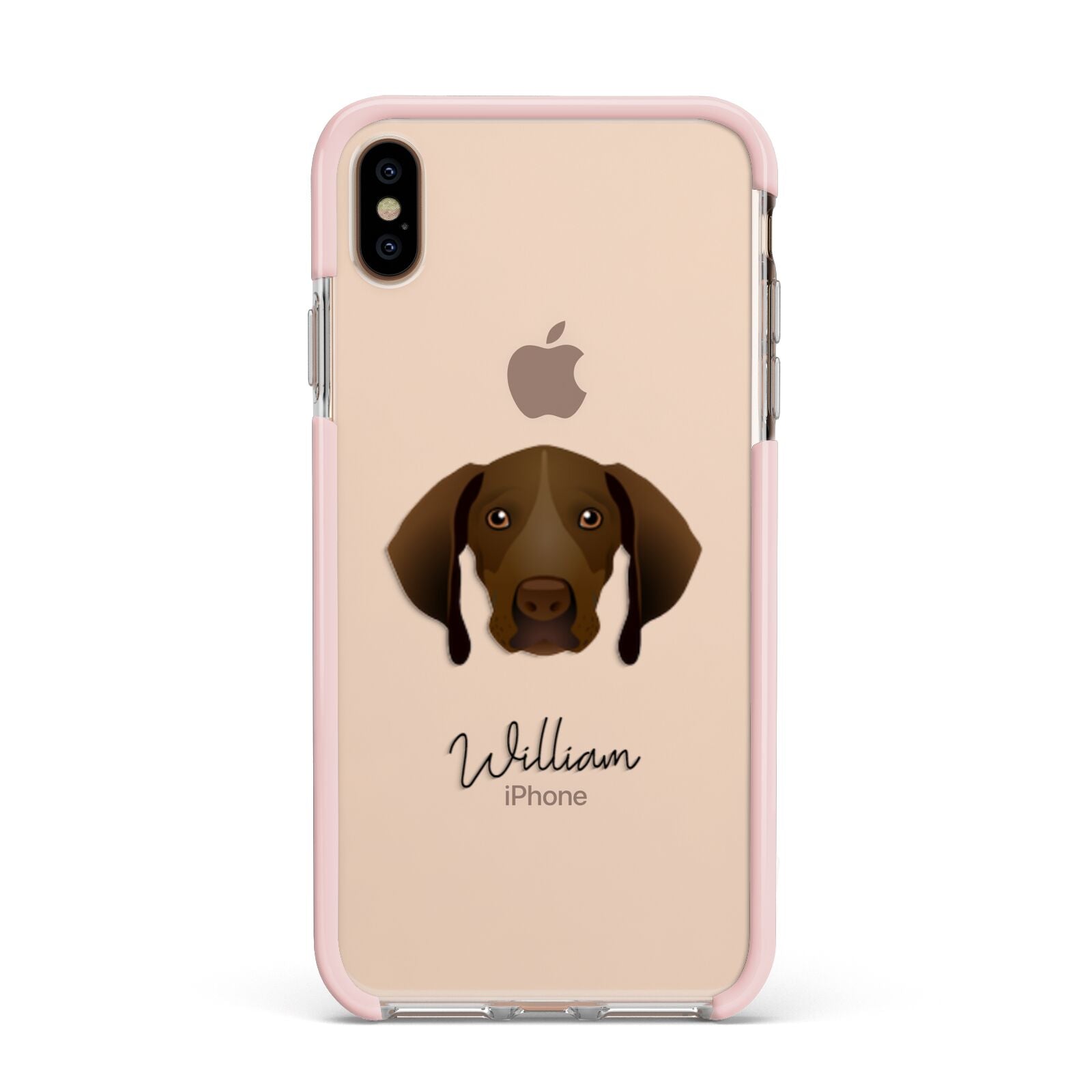 Pointer Personalised Apple iPhone Xs Max Impact Case Pink Edge on Gold Phone