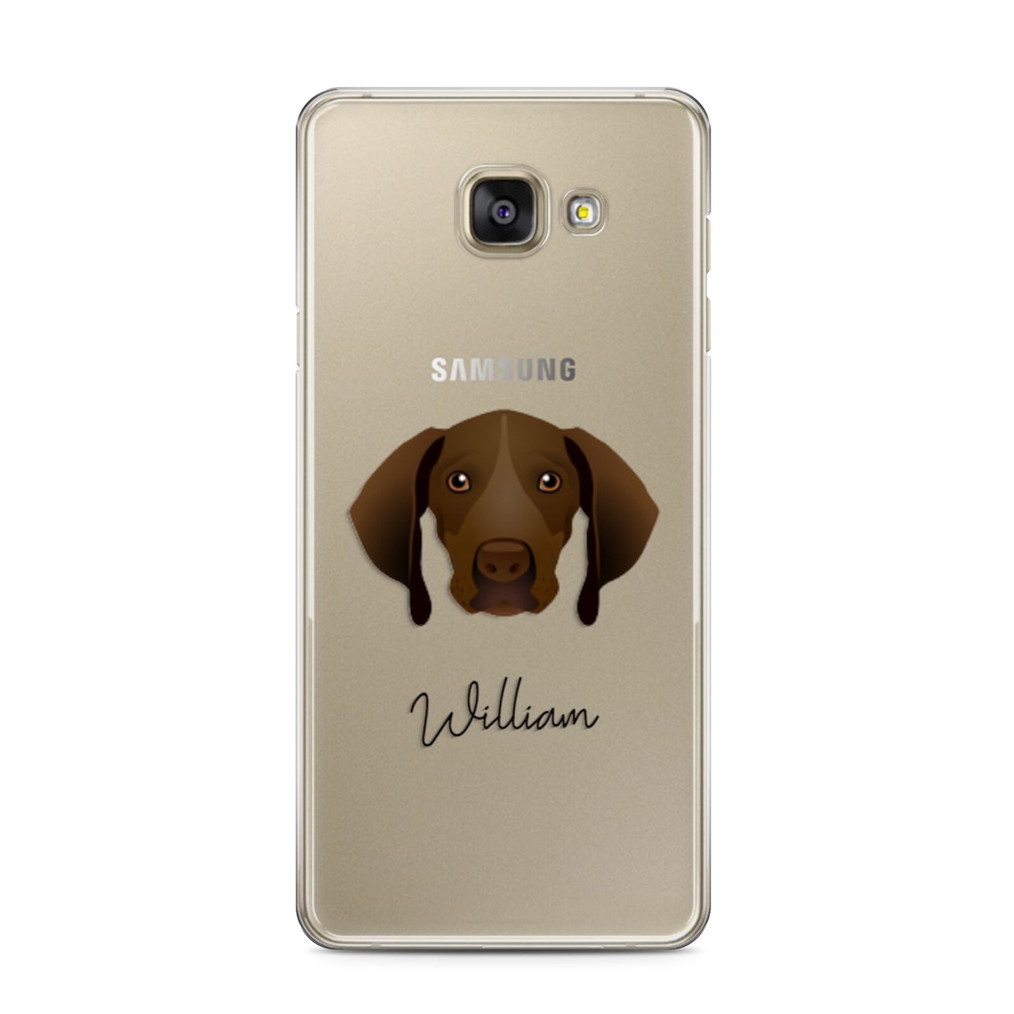 Pointer Personalised Samsung Galaxy A3 2016 Case on gold phone