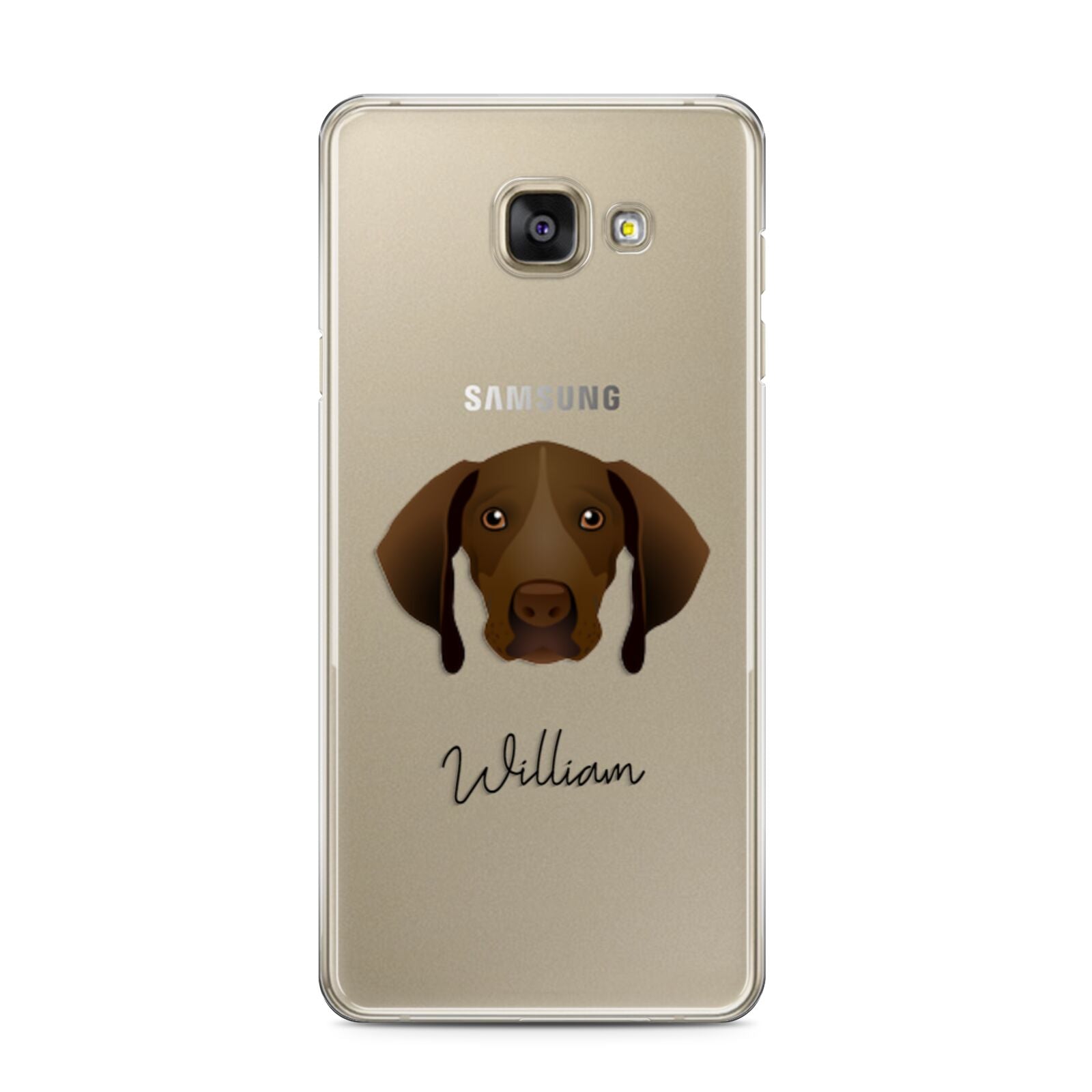 Pointer Personalised Samsung Galaxy A3 2016 Case on gold phone