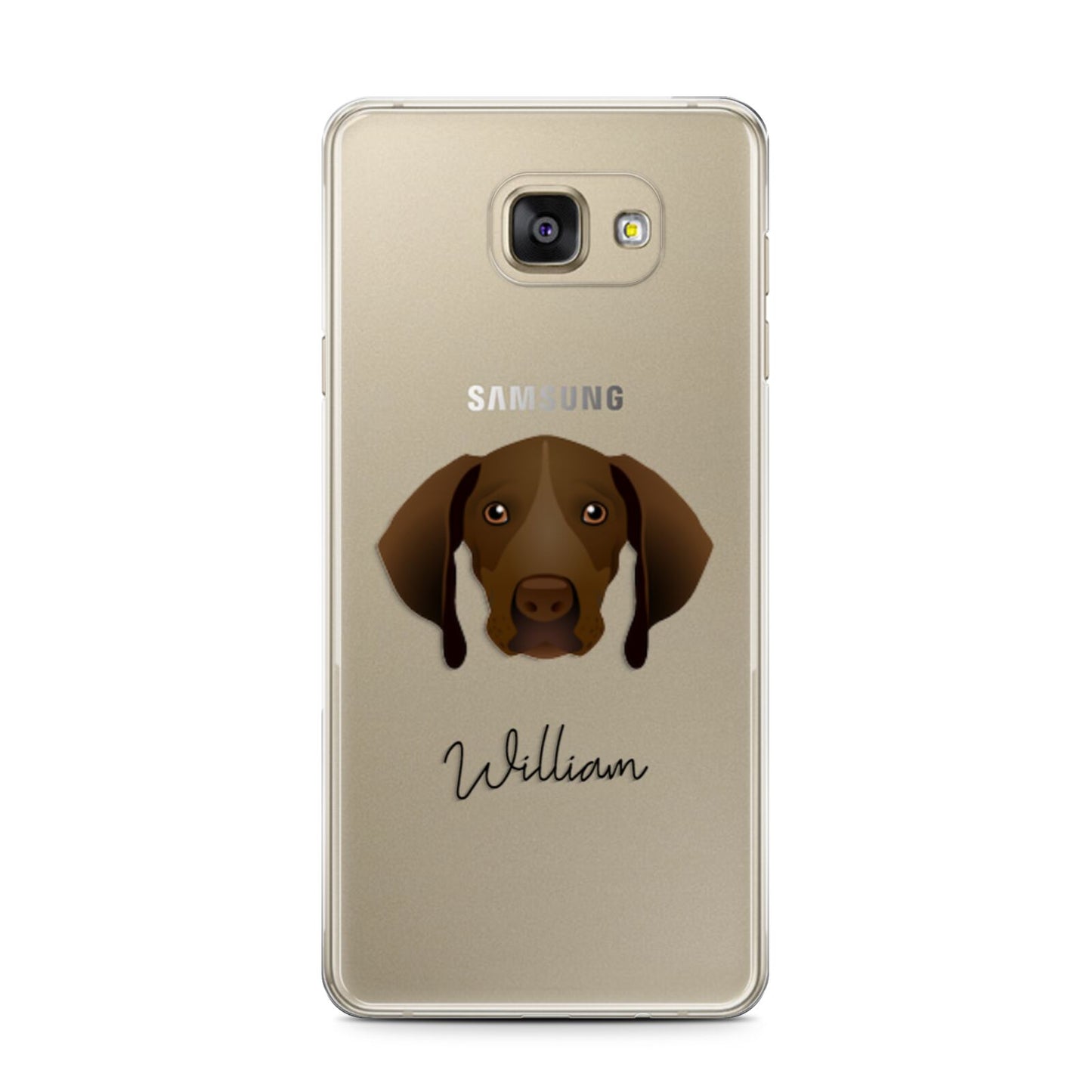 Pointer Personalised Samsung Galaxy A7 2016 Case on gold phone