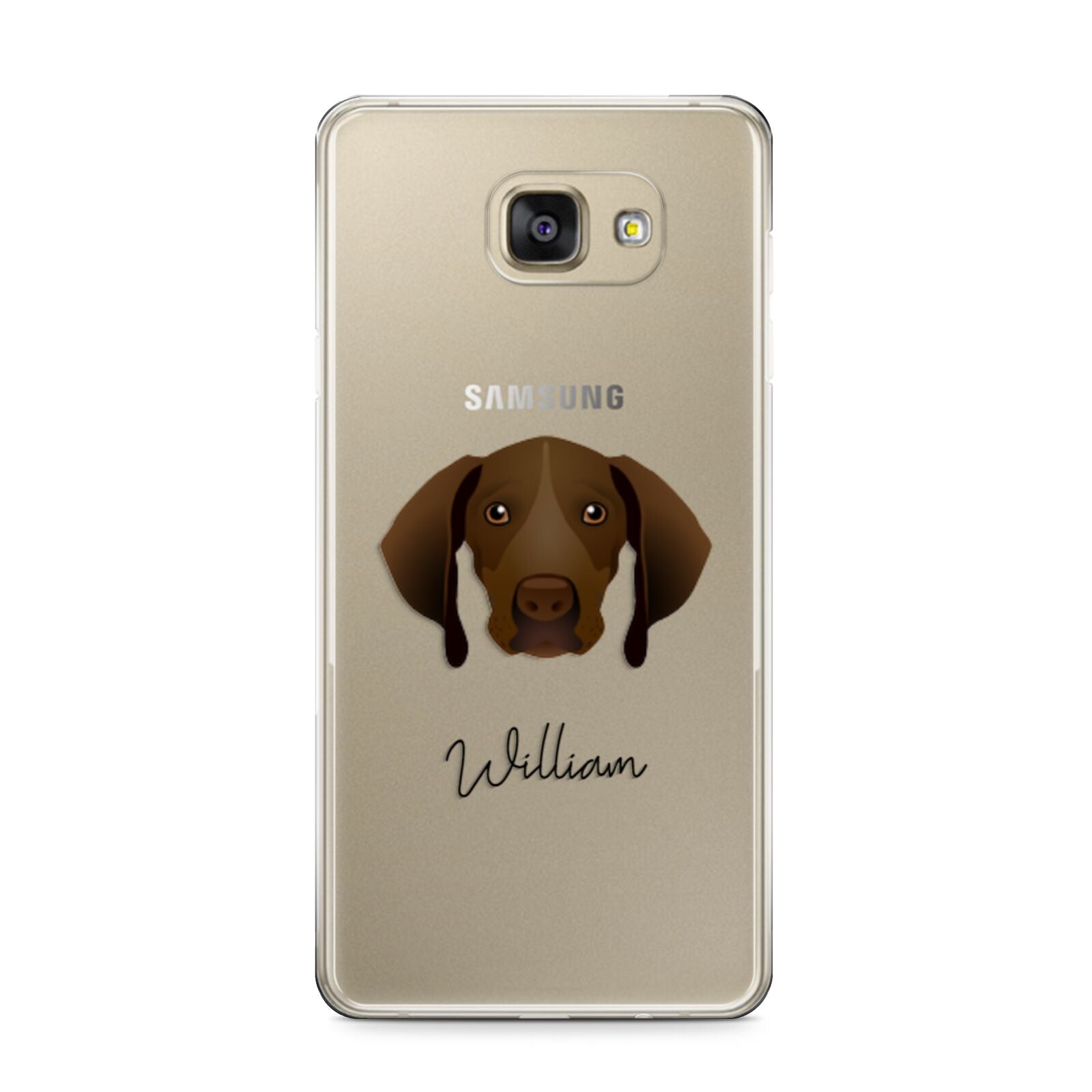 Pointer Personalised Samsung Galaxy A9 2016 Case on gold phone