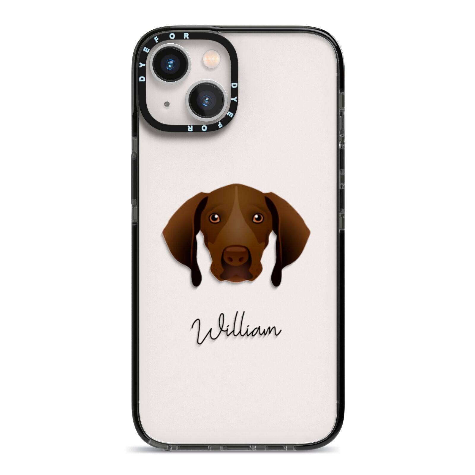Pointer Personalised iPhone 13 Black Impact Case on Silver phone