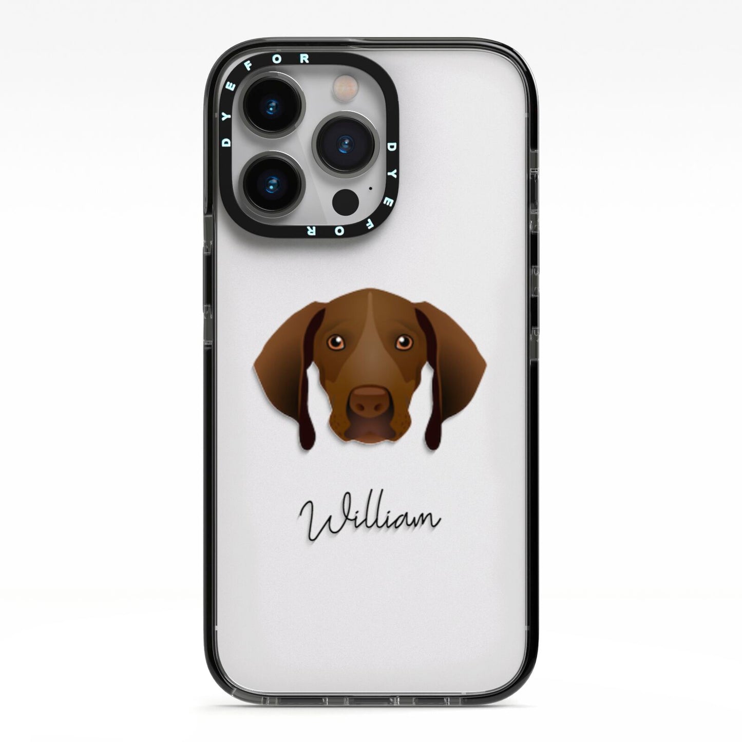 Pointer Personalised iPhone 13 Pro Black Impact Case on Silver phone
