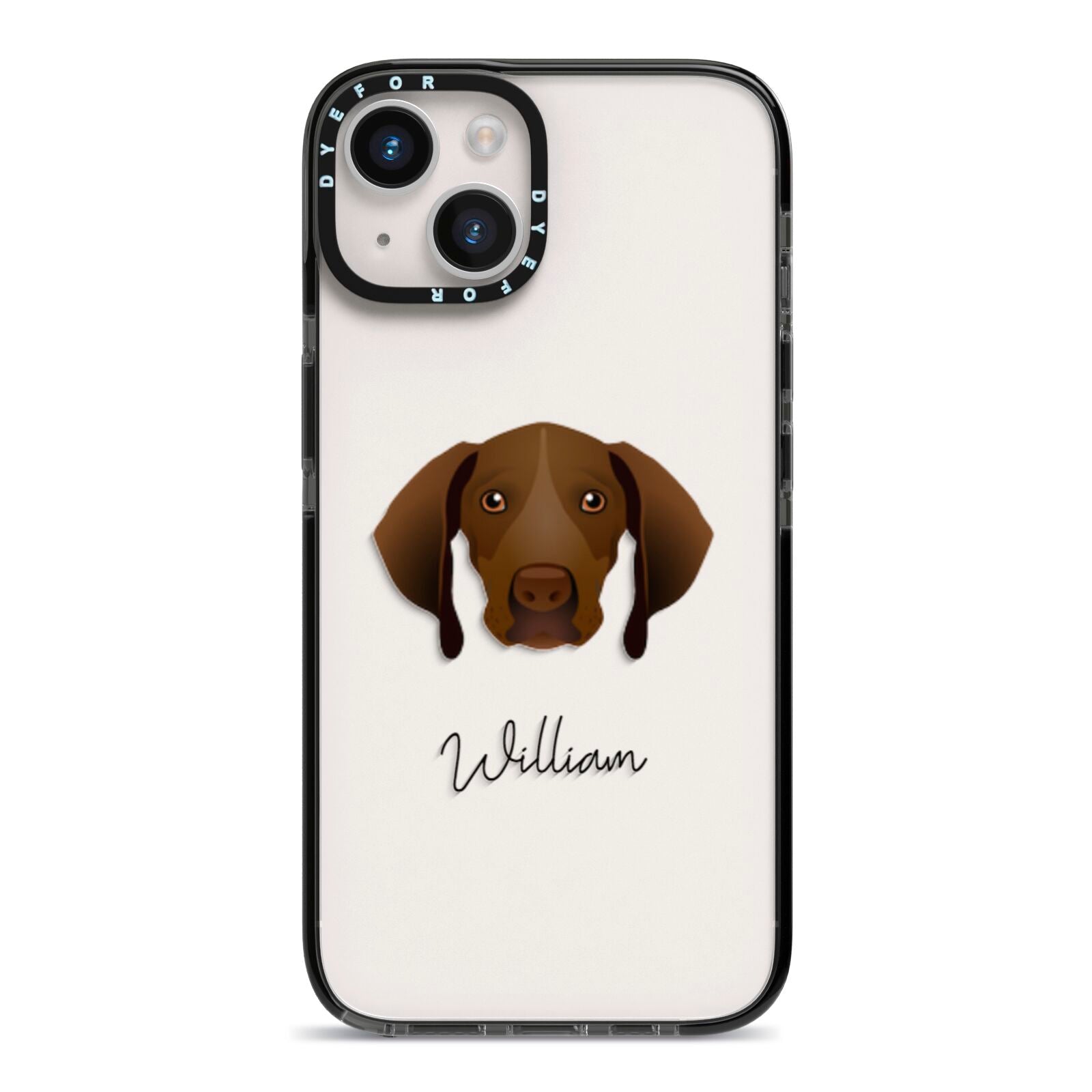 Pointer Personalised iPhone 14 Black Impact Case on Silver phone
