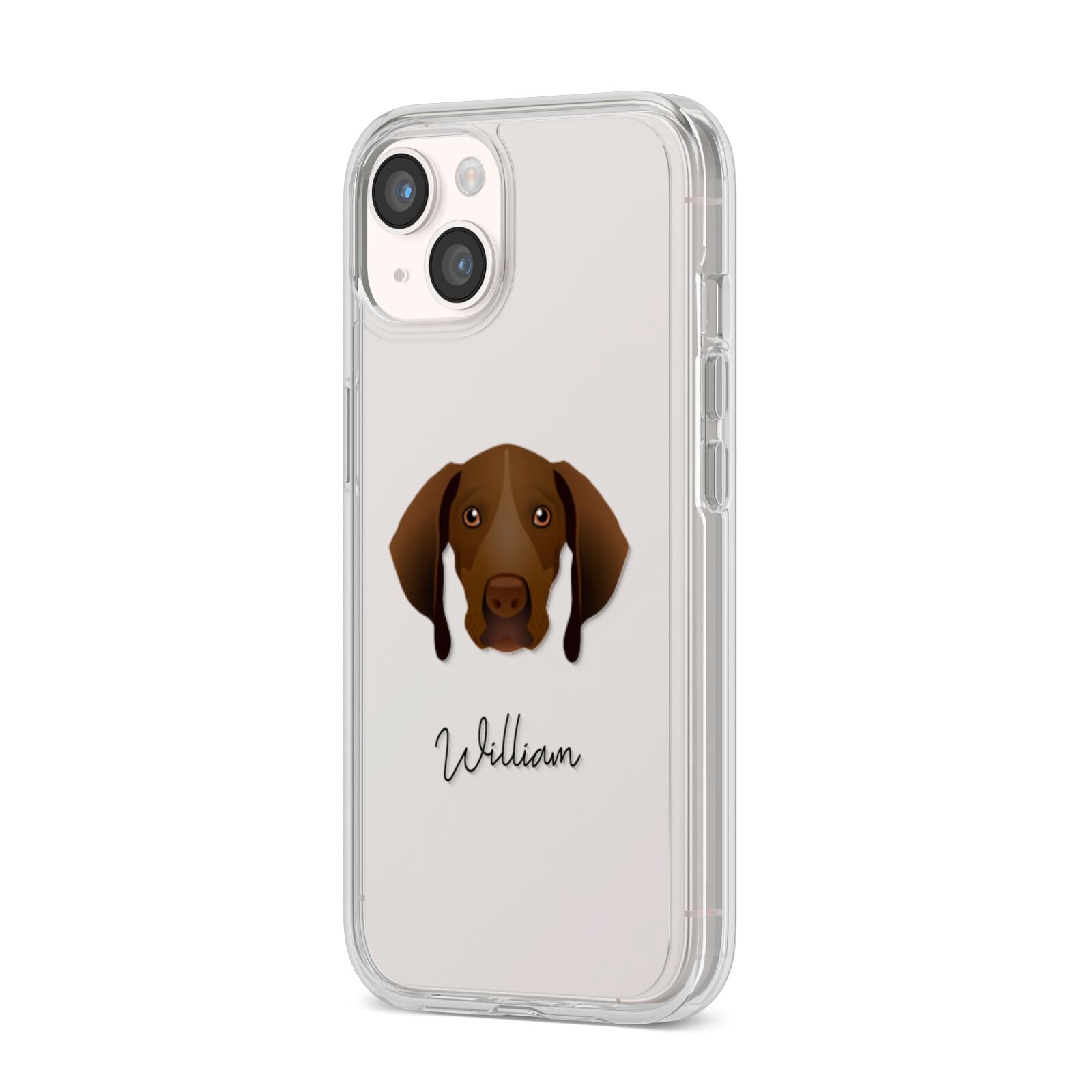 Pointer Personalised iPhone 14 Clear Tough Case Starlight Angled Image