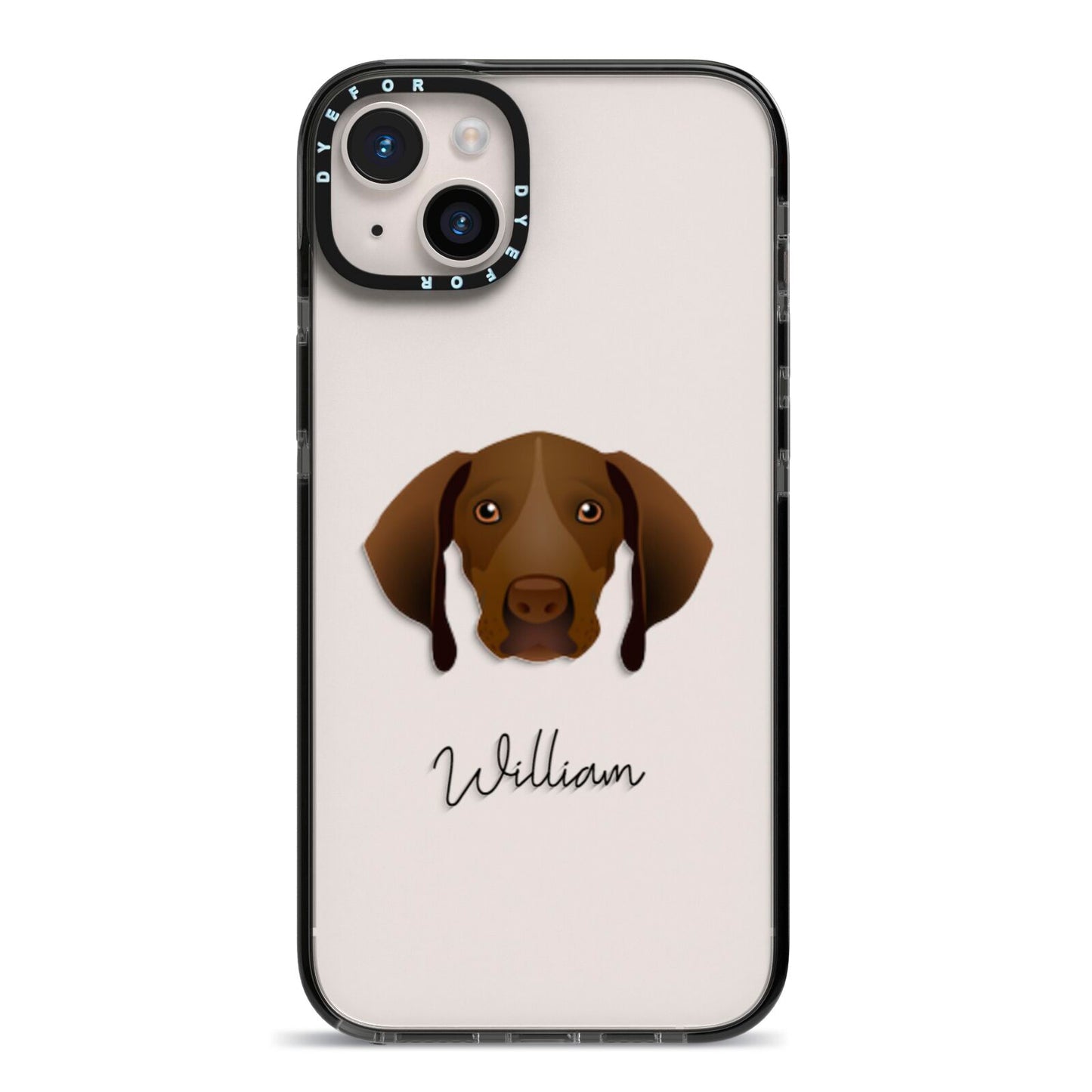 Pointer Personalised iPhone 14 Plus Black Impact Case on Silver phone