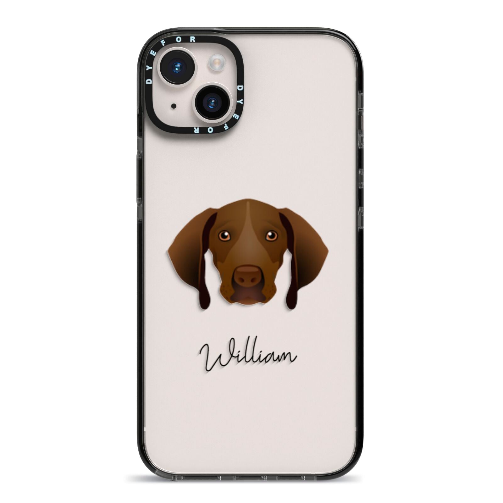 Pointer Personalised iPhone 14 Plus Black Impact Case on Silver phone