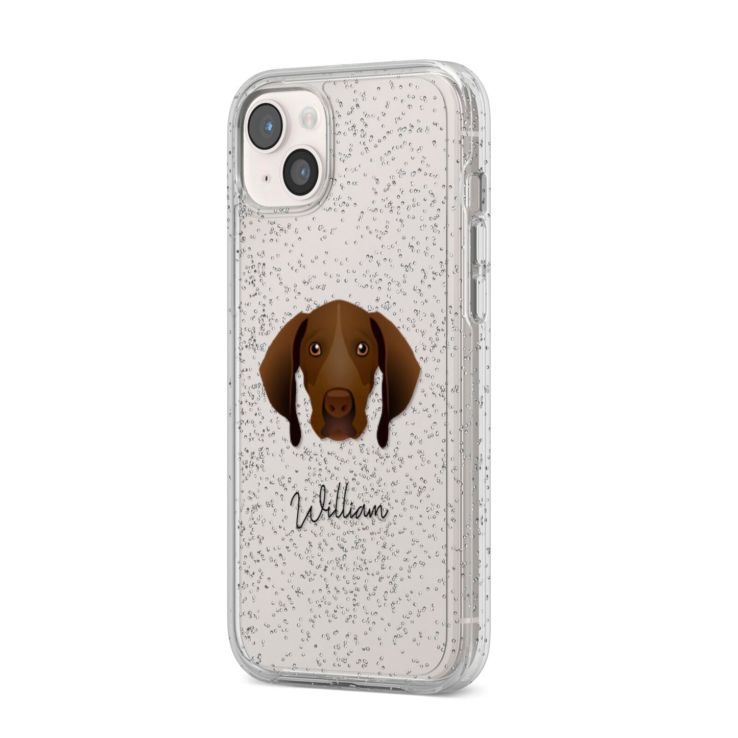 Pointer Personalised iPhone 14 Plus Glitter Tough Case Starlight Angled Image