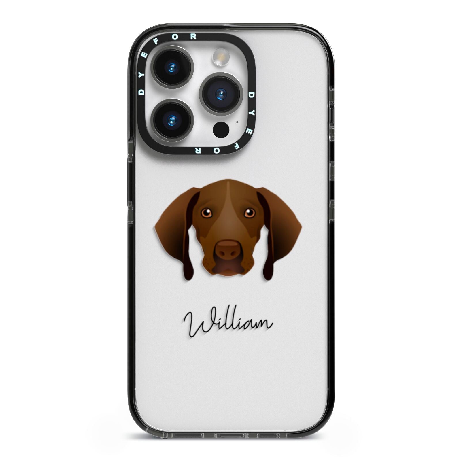 Pointer Personalised iPhone 14 Pro Black Impact Case on Silver phone