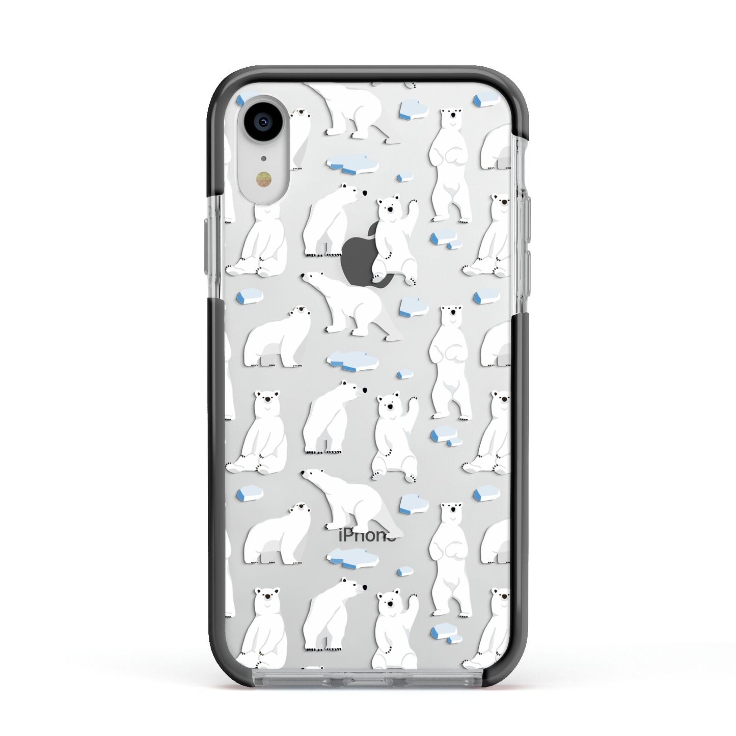 Polar Bear Apple iPhone XR Impact Case Black Edge on Silver Phone