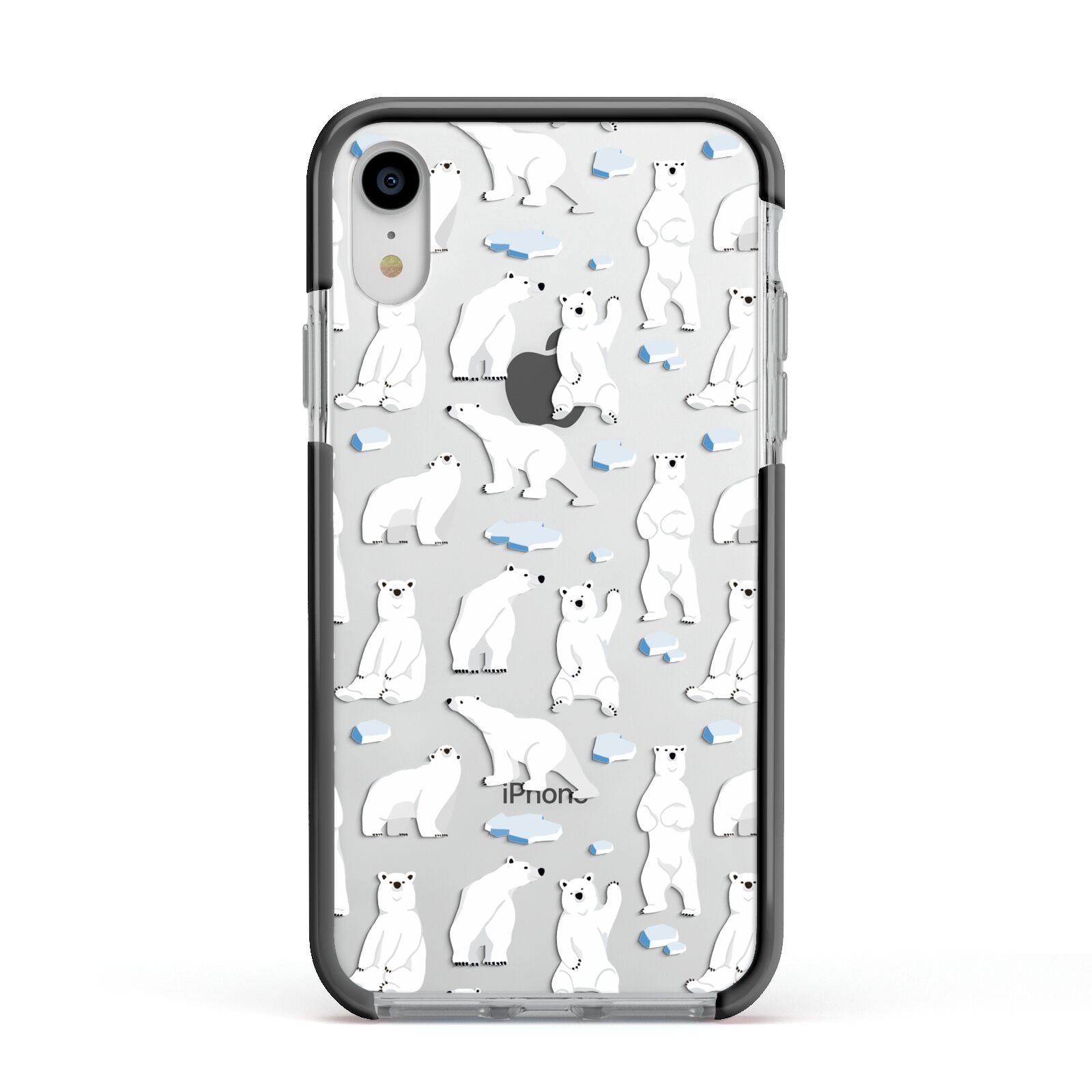 Polar Bear Apple iPhone XR Impact Case Black Edge on Silver Phone