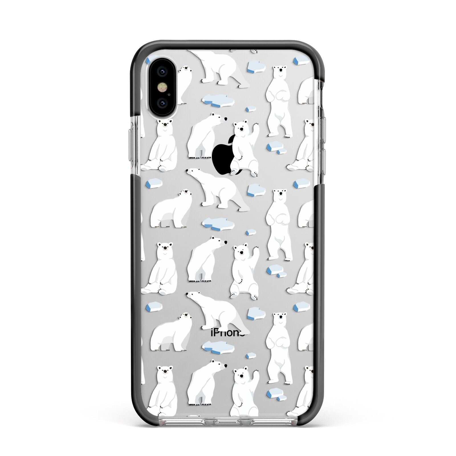 Polar Bear Apple iPhone Xs Max Impact Case Black Edge on Silver Phone