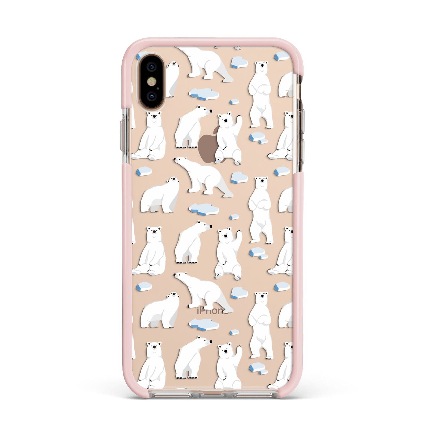 Polar Bear Apple iPhone Xs Max Impact Case Pink Edge on Gold Phone