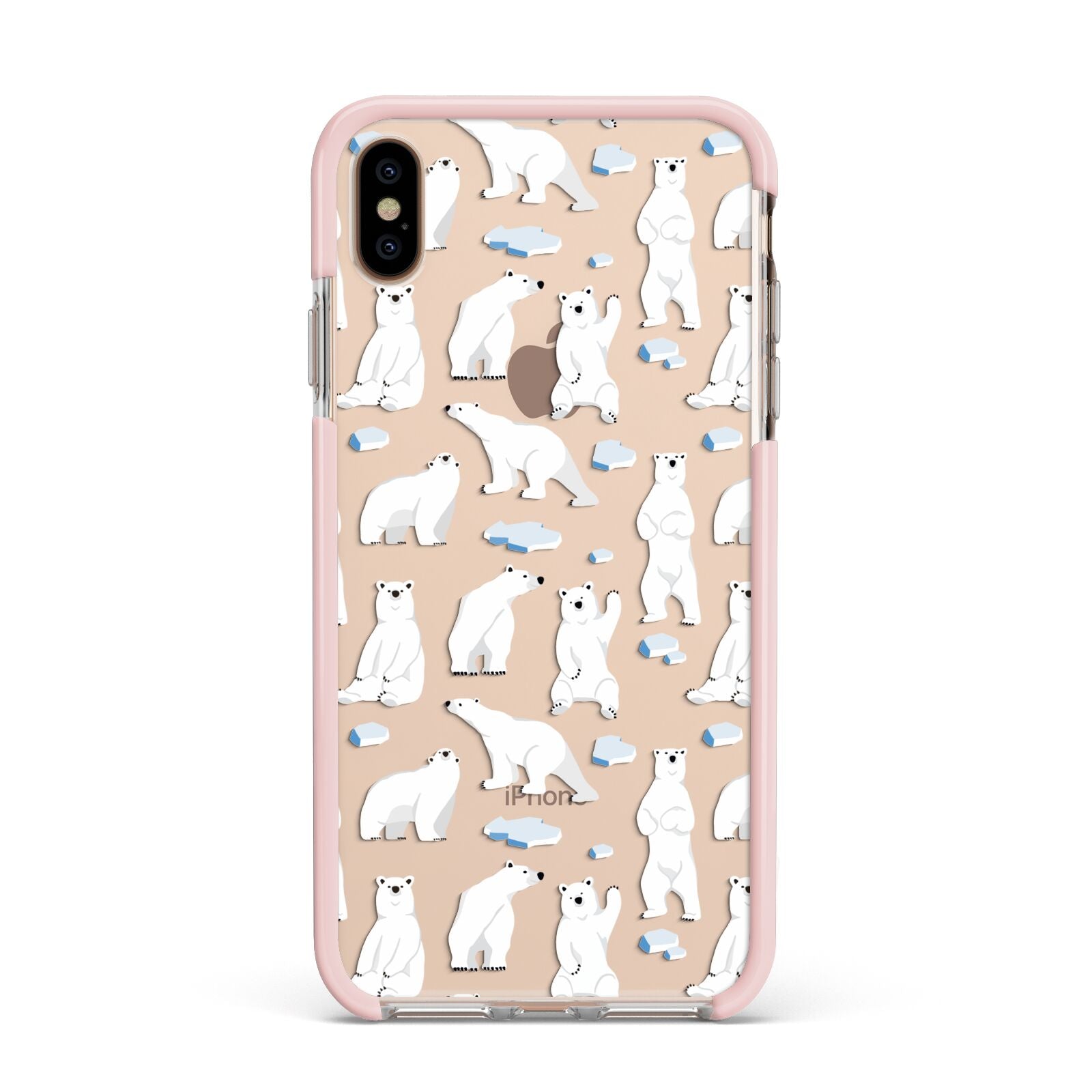 Polar Bear Apple iPhone Xs Max Impact Case Pink Edge on Gold Phone