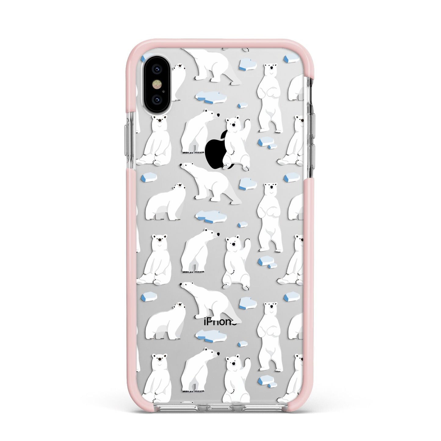 Polar Bear Apple iPhone Xs Max Impact Case Pink Edge on Silver Phone