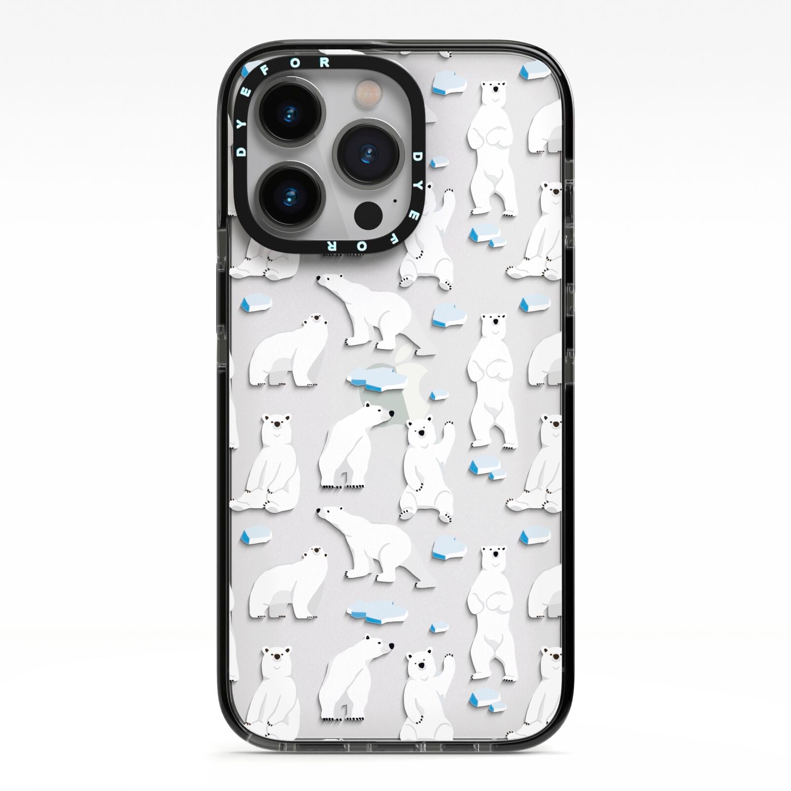 Polar Bear iPhone 13 Pro Black Impact Case on Silver phone