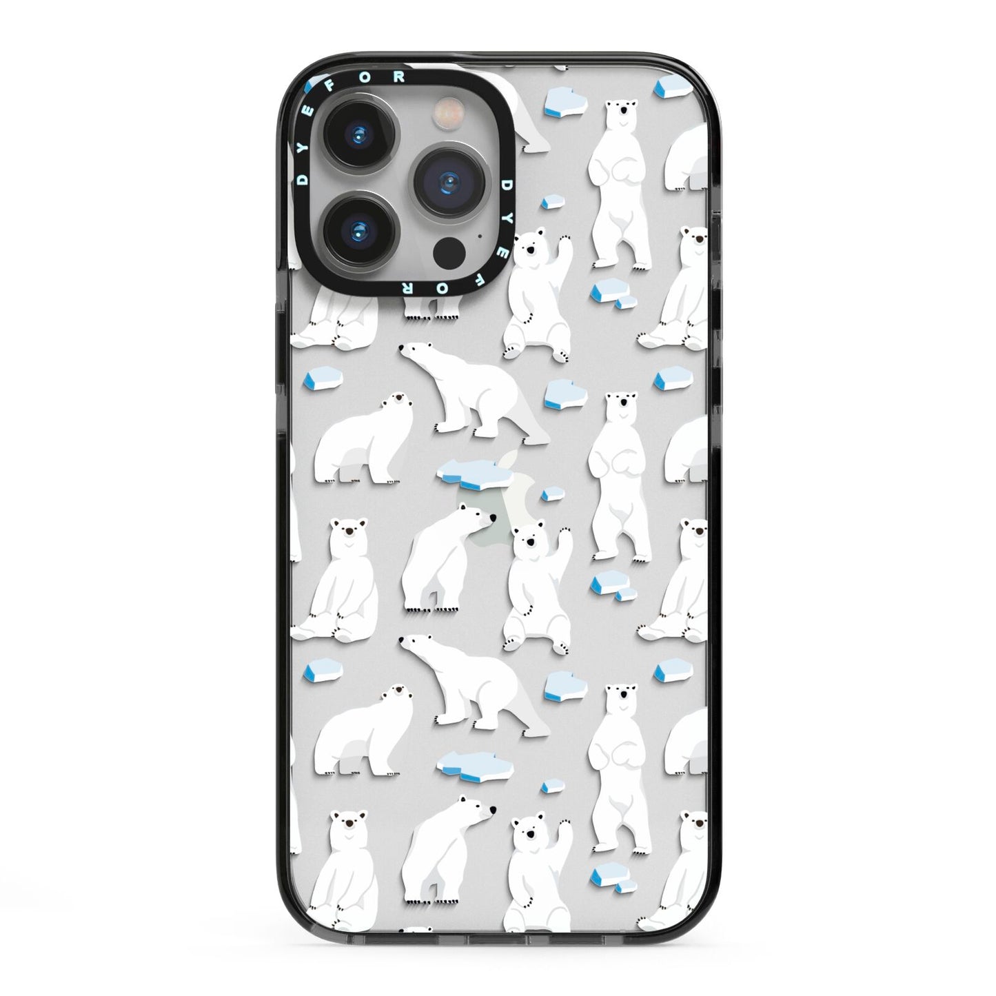 Polar Bear iPhone 13 Pro Max Black Impact Case on Silver phone