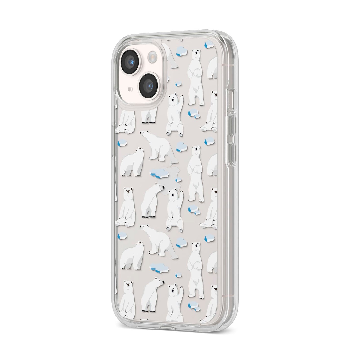 Polar Bear iPhone 14 Clear Tough Case Starlight Angled Image
