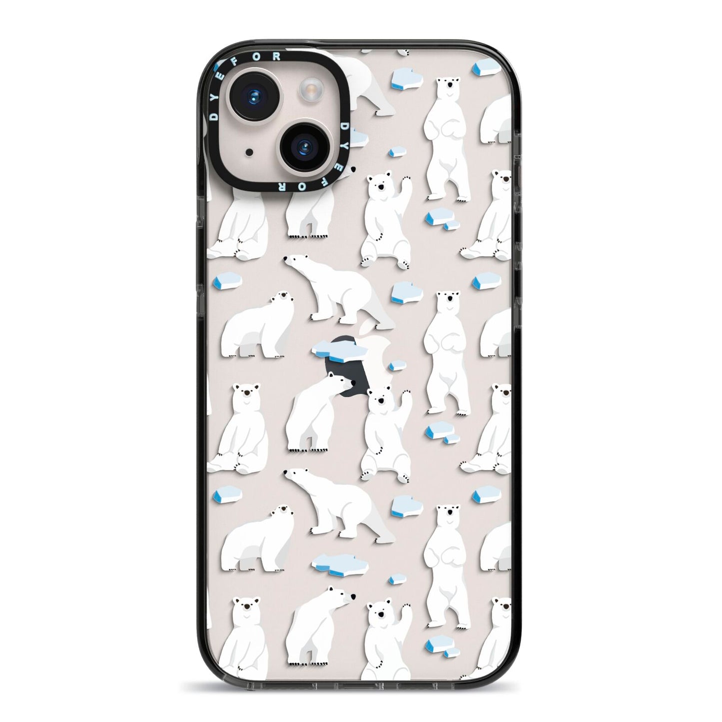 Polar Bear iPhone 14 Plus Black Impact Case on Silver phone