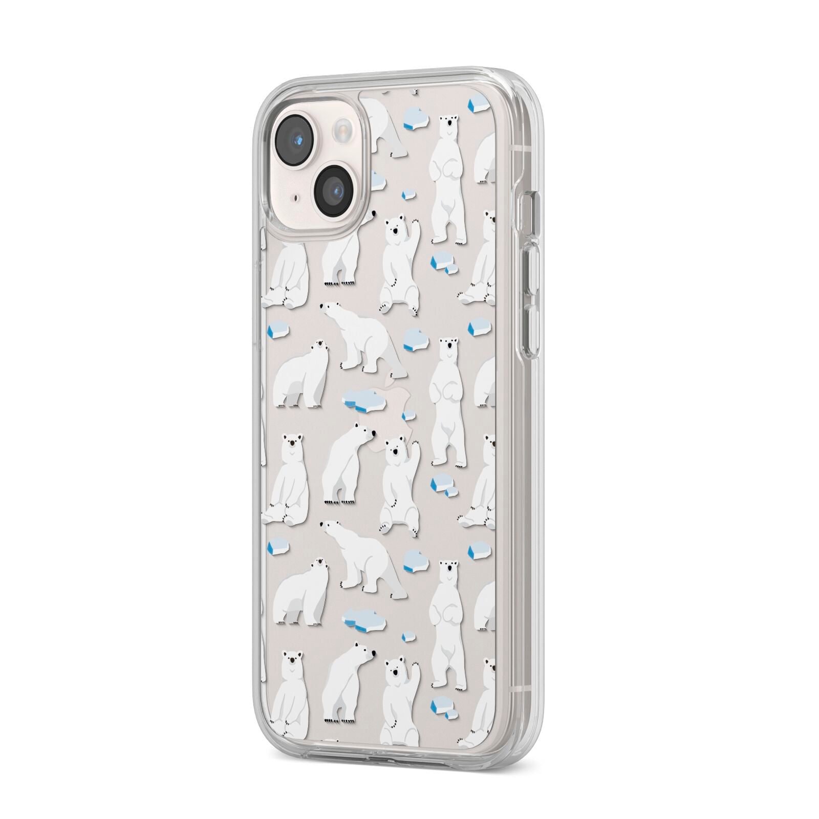 Polar Bear iPhone 14 Plus Clear Tough Case Starlight Angled Image