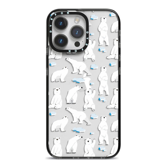 Polar Bear iPhone 14 Pro Max Black Impact Case on Silver phone