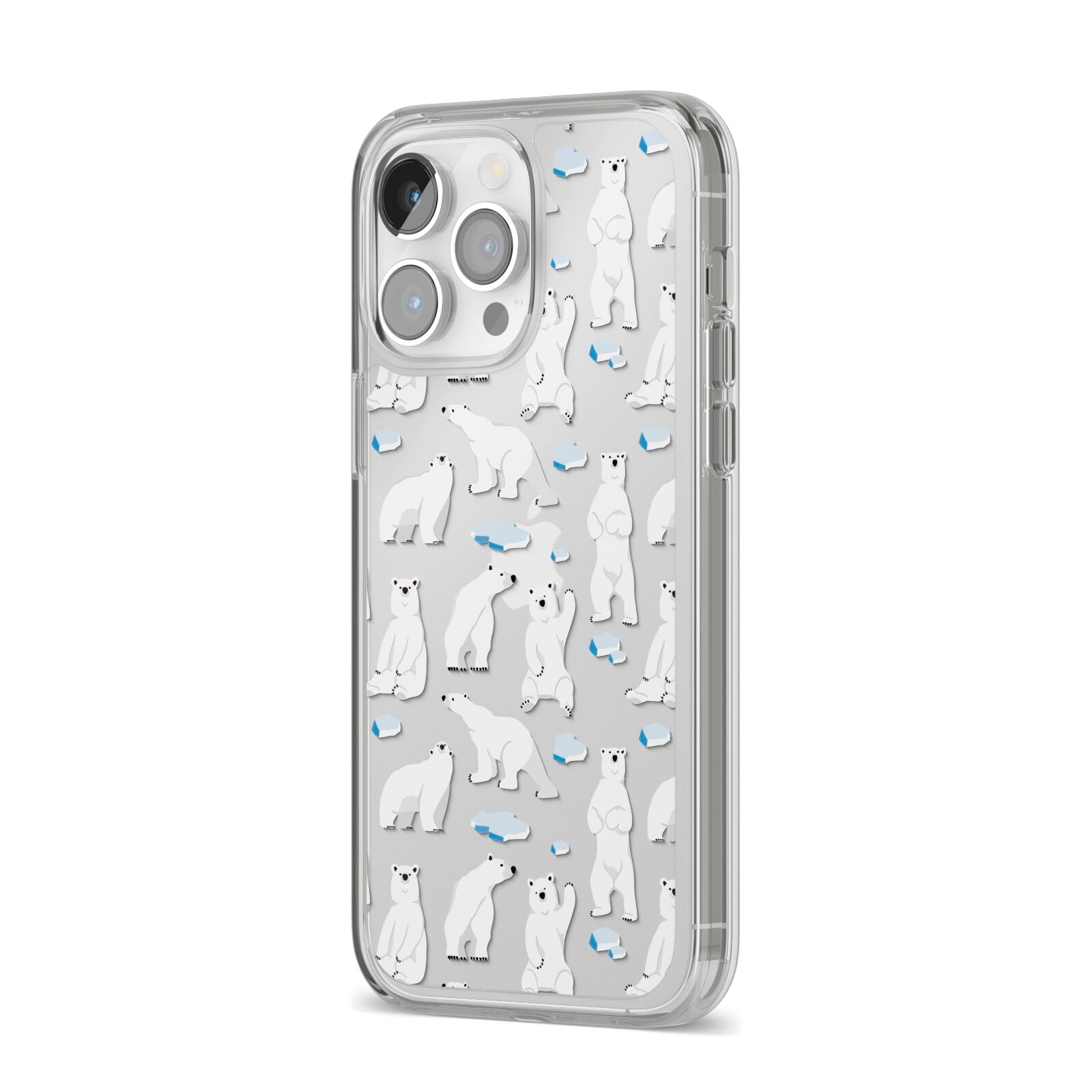 Polar Bear iPhone 14 Pro Max Clear Tough Case Silver Angled Image
