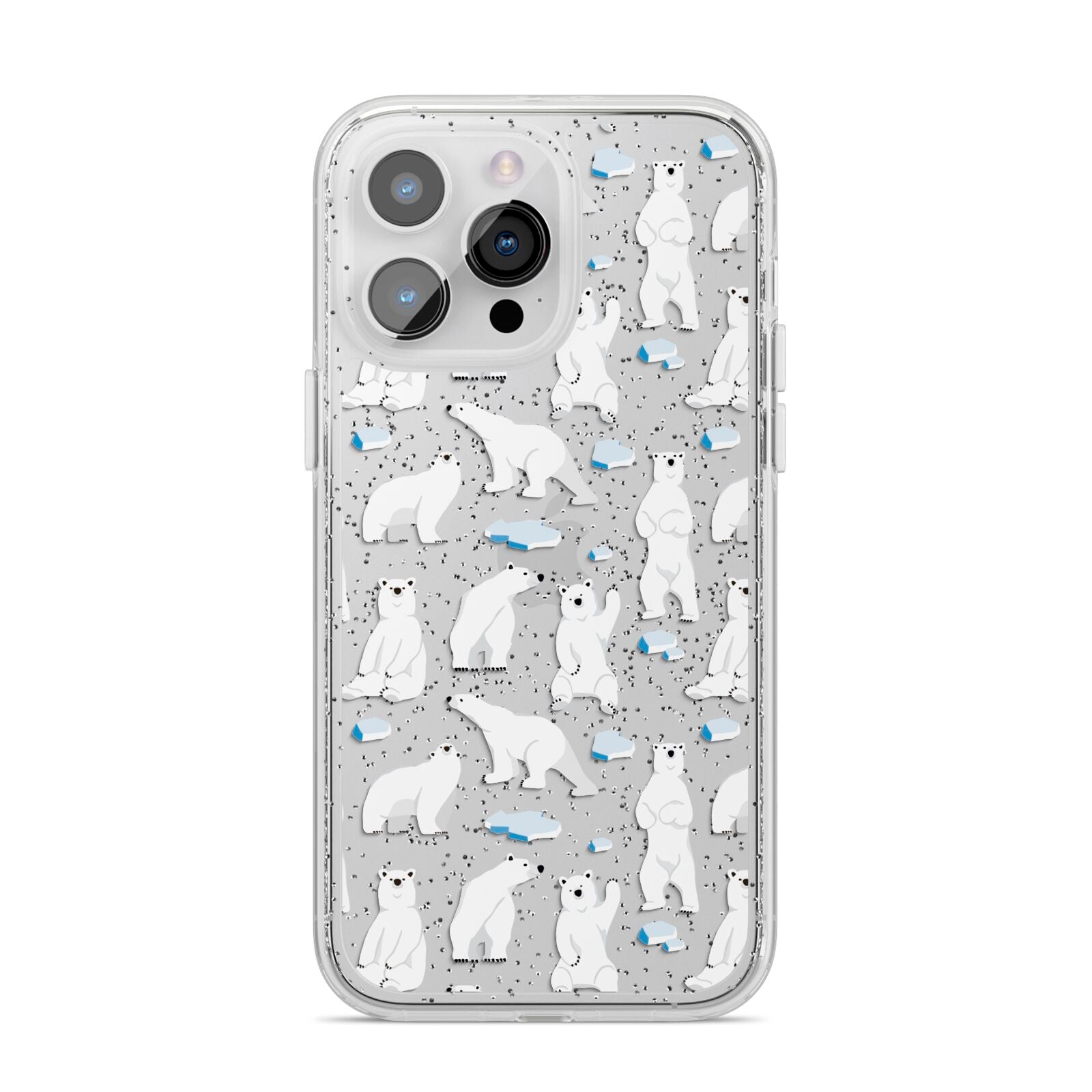 Polar Bear iPhone 14 Pro Max Glitter Tough Case Silver