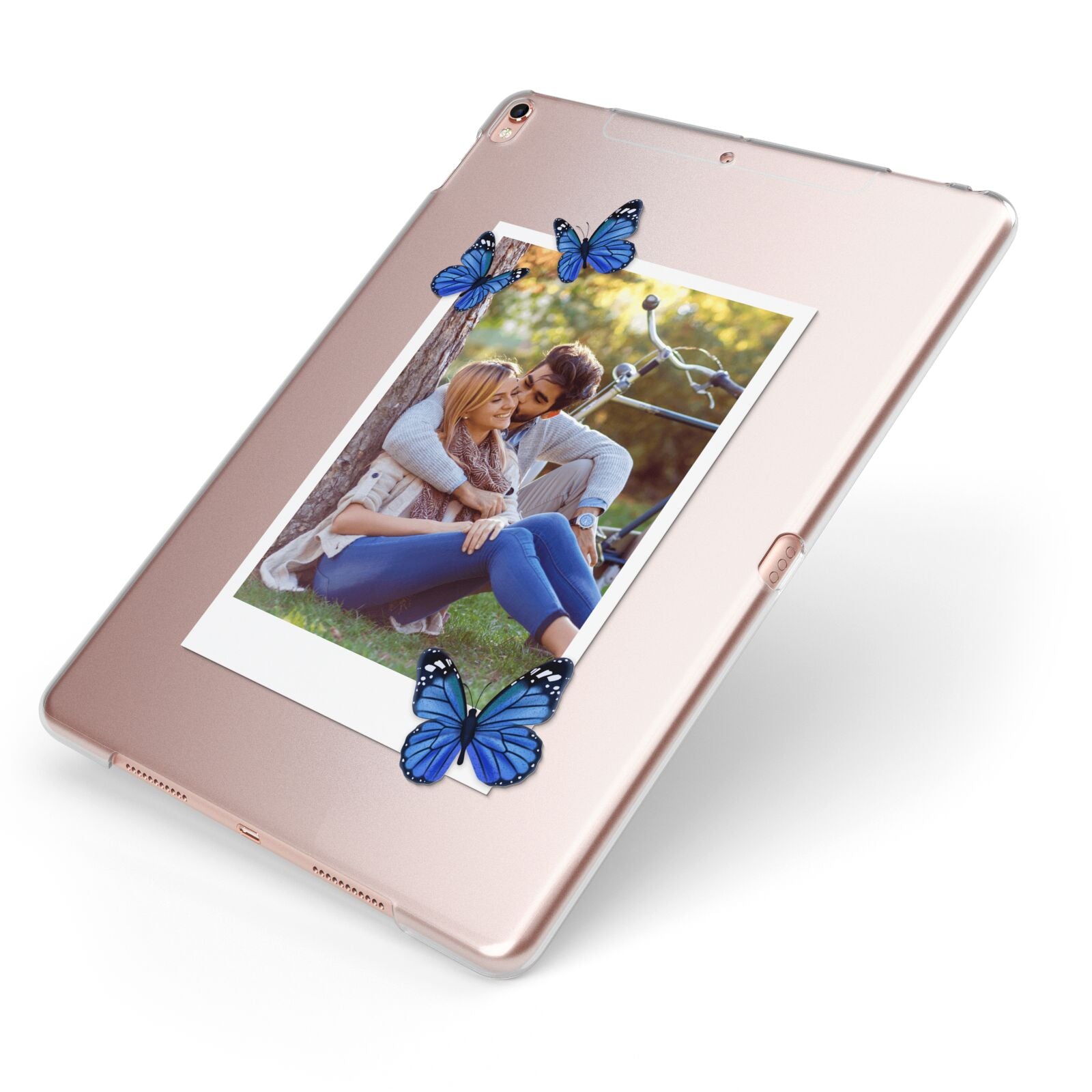 Polaroid Photo Apple iPad Case on Rose Gold iPad Side View