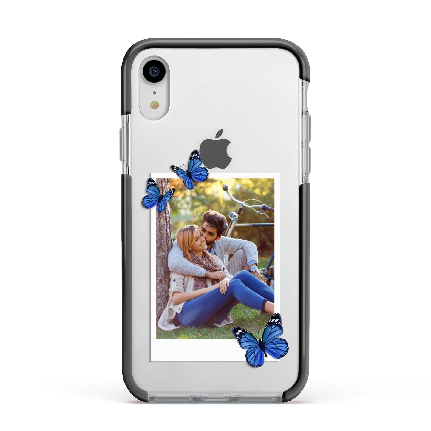 Polaroid Photo Apple iPhone XR Impact Case Black Edge on Silver Phone