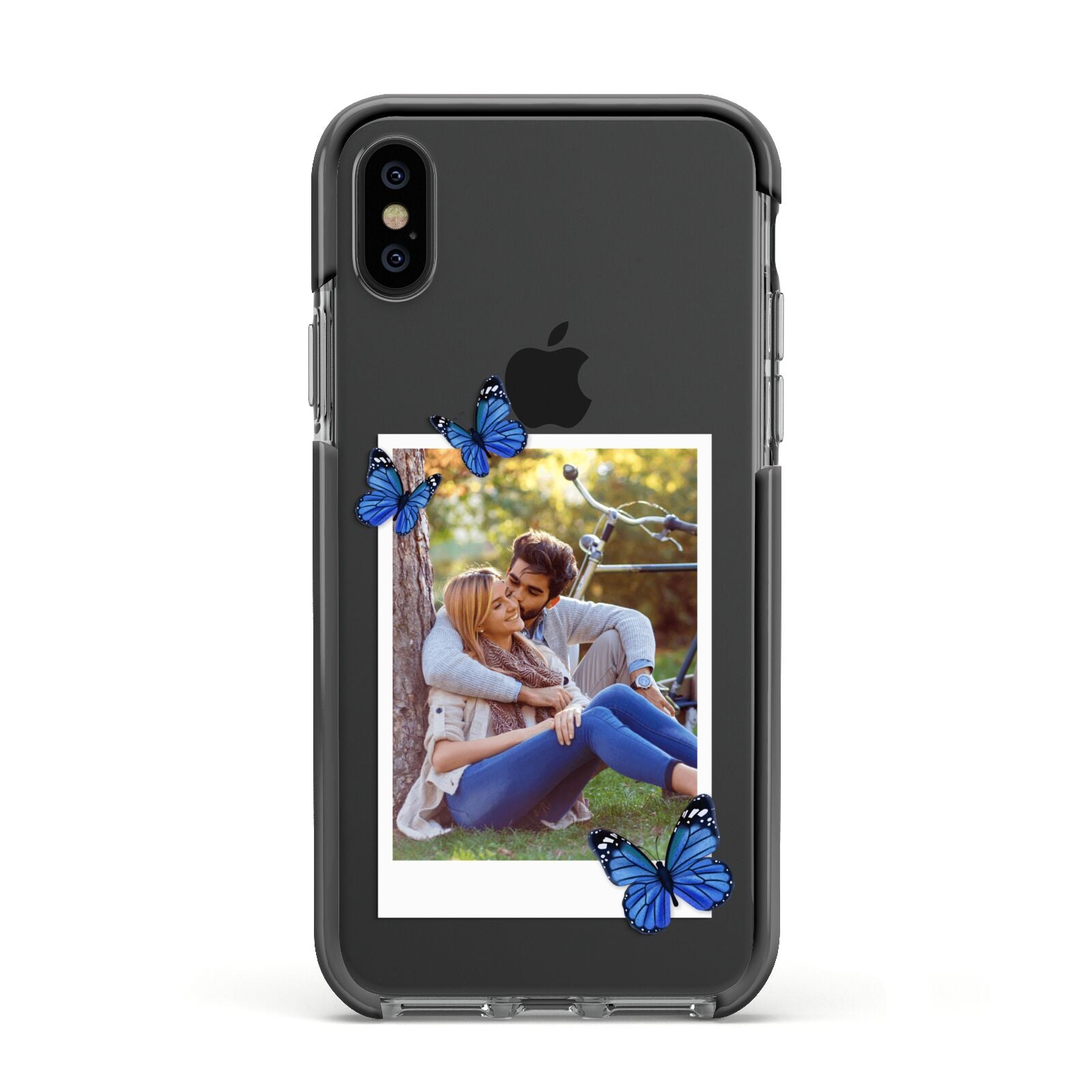 Polaroid Photo Apple iPhone Xs Impact Case Black Edge on Black Phone